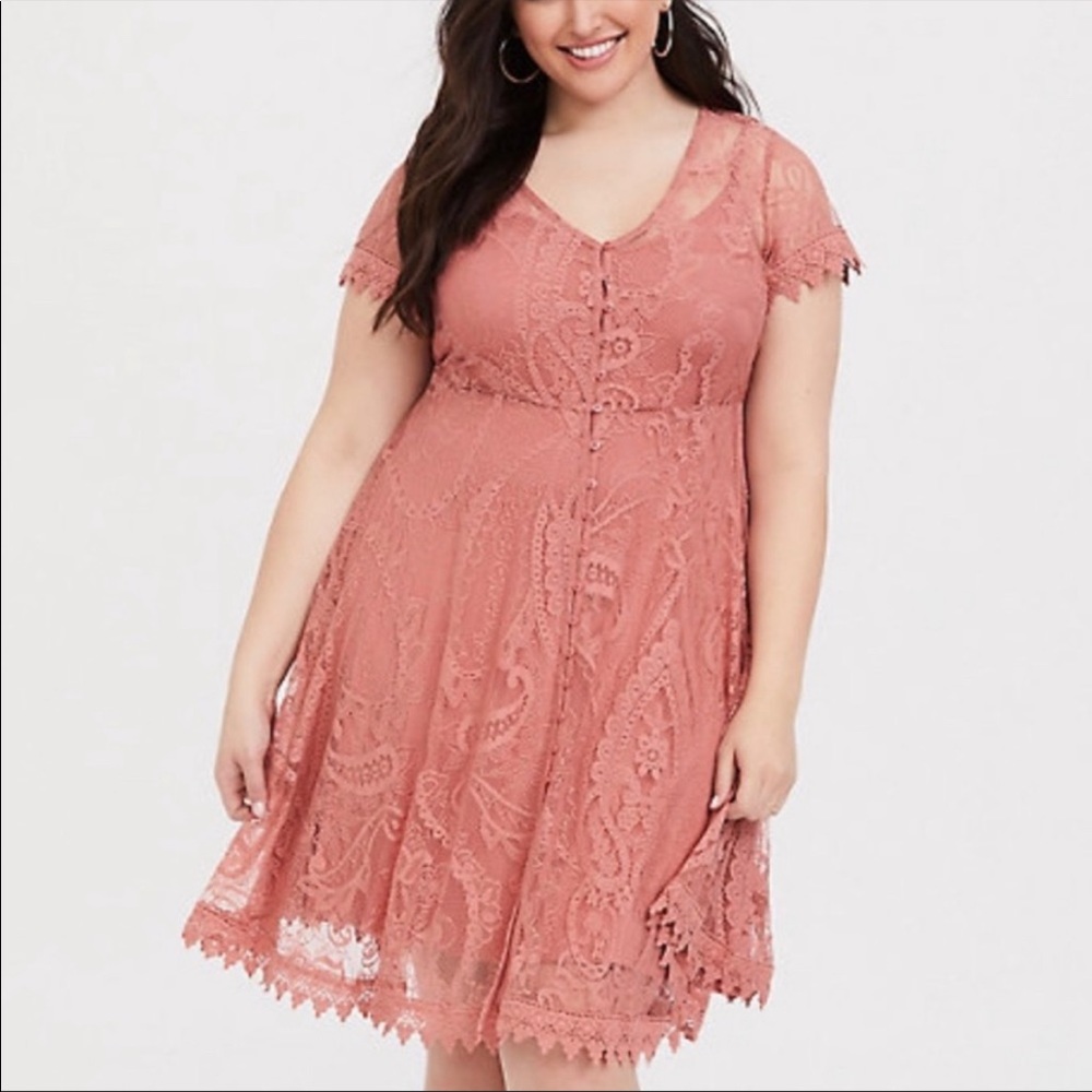Torrid Blush Pink Lace Button Shirt Dress Plus Size
Spring Summer Knee Length
